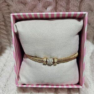 New GOLD RHINESTONE CZ BEADED MESH STRETCH BRACELET  VALENTINE'S DAY JEWELRY